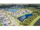 Aerial view of neighborhood with lake and houses at 19501 Sea Myrtle Way, Tampa, FL 33647