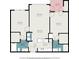 Floor plan showing a 2 bedroom, 2 bath layout with an open living area at 5000 Culbreath Key Way # 1-212, Tampa, FL 33611