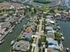 Aerial shot showing waterfront homes with docks lining canals, and tropical landscaping in the community at 415 Islebay Dr, Apollo Beach, FL 33572