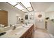 Bright bathroom with double sink vanity, and skylight at 1105 Deer Run Pl, Valrico, FL 33594