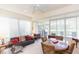 Sunroom with ample natural light, comfortable seating, and a dining table at 1908 Sterling Glen Ct, Sun City Center, FL 33573