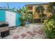 Backyard with shed and small patio area at 4530 Flounder Dr, Hernando Beach, FL 34607