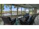 Relaxing screened porch overlooking the water with wicker furniture at 4530 Flounder Dr, Hernando Beach, FL 34607