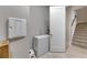 Basement area with chest freezer and additional storage at 5608 Madrigal Way, Apollo Beach, FL 33572