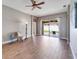 Living room with sliding doors to backyard access at 12739 Standbridge Dr, Riverview, FL 33579