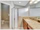 Bathroom with granite vanity and a shower stall at 12739 Standbridge Dr, Riverview, FL 33579
