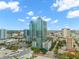 Aerial view of a modern highrise building in a city setting at 777 N Ashley Dr # 1606, Tampa, FL 33602