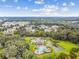 Aerial view of community pool and homes at 35744 Jenny Lynne Cir, Zephyrhills, FL 33541