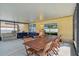 Screened patio with dining table and chairs, perfect for outdoor meals at 35744 Jenny Lynne Cir, Zephyrhills, FL 33541