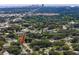 Aerial showcasing home and neighborhood, city skyline in background at 6619 Livingston N Ave, St Petersburg, FL 33702