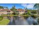 Beautiful multi-Gathering residence overlooks a serene lake with fountain and mature landscaping at 4251 Preserve Pl, Palm Harbor, FL 34685