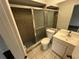 Clean bathroom with shower/tub combo and vanity at 12026 Boynton Ln # Gb32, New Port Richey, FL 34654