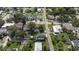 Aerial view of a residential area showing houses, yards, and street at 402 E Emma St, Tampa, FL 33603