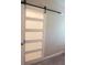 White barn door with frosted glass panels at 14117 Weddington Ter, Hudson, FL 34669