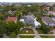 Aerial view of a beautiful home with mature landscaping, circular driveway, and backyard pool at 45 Adalia Ave, Tampa, FL 33606