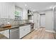 Bright kitchen features stainless steel appliances, mosaic backsplash, and stone countertops at 45 Adalia Ave, Tampa, FL 33606
