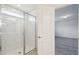 Modern shower with white subway tile and glass enclosure at 4285 Big Sky Dr, Spring Hill, FL 34604