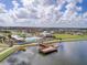 Aerial view of community pool, clubhouse, and lake at 1100 Multiflora Loop, Lutz, FL 33558