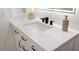 White quartz countertop with black matte faucet and modern sink at 6291 Bahia Del Mar Cir # 103, St Petersburg, FL 33715
