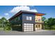 Modern two-story home with a sleek black exterior and attached garage at 8936 Williams Rd, Seffner, FL 33584