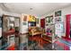 Living room with metallic epoxy floor and eclectic decor at 909 Shoals Landing Dr, Brandon, FL 33511