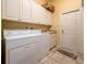 Laundry room with washer, dryer, cabinets and exterior access at 10071 Georgetown Ct, Weeki Wachee, FL 34613