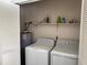 Laundry closet with washer, dryer, and shelving at 1873 Mazo Mnr # T2, Lutz, FL 33558