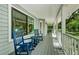 Spacious front porch with rocking chairs provides ample outdoor seating and relaxation at 5455 Lake Le Clare Rd, Lutz, FL 33558