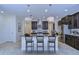 Modern kitchen with stainless steel appliances, dark cabinetry, and granite countertops at 19462 Paddock View Dr, Tampa, FL 33647