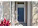 Charming home featuring a modern blue front door with gold hardware and neutral stucco walls at 26933 Carmen Pl, Lutz, FL 33559