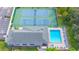 Aerial view of community pool and tennis courts at 2989 Brookfield Ln, Clearwater, FL 33761