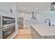 Modern kitchen features stainless steel appliances and white shaker cabinets at 3812 W Sevilla St, Tampa, FL 33629