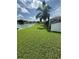 Landscaped backyard with lake access and grassy area at 13025 Early Run Ln, Riverview, FL 33578