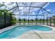 Inviting screened pool area with a freeform pool and a tranquil water view at 19462 Paddock View Dr, Tampa, FL 33647