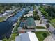 Drone view showcasing canal-front home, pool, and lush landscaping at 245 78Th N Ave, St Petersburg, FL 33702