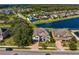 Aerial view of neighborhood with lakefront homes at 19433 Whispering Brook Dr, Tampa, FL 33647