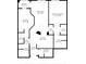 Detailed floorplan featuring dimensions of living room, kitchen, bedroom, and bath at 2410 W Azeele St # 212, Tampa, FL 33609