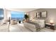 Serene main bedroom featuring coastal decor, seating area, and large windows overlooking the ocean at 5701 Bowen Daniel Dr. # 504, Tampa, FL 33616