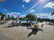 Community pool with surrounding patio furniture and palm trees at 11883 Brighton Knoll Loop, Riverview, FL 33579