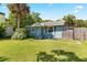 Inviting light blue house with a spacious yard and palm trees at 6030 62Nd N St, St Petersburg, FL 33709