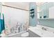 Updated bathroom with a shower/tub combo, vanity, and decorative accents at 6030 62Nd N St, St Petersburg, FL 33709