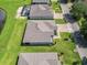 Aerial view of homes near a lake and lush green areas at 19879 Tattnall Way, Brooksville, FL 34601