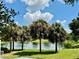 Lovely lake view with lush greenery and palm trees at 1408 Millstream Ln # 102, Dunedin, FL 34698