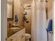 Updated bathroom with granite vanity, tiled shower, and a white toilet at 3507 59Th W Ave # 4020, Bradenton, FL 34210