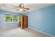 Bedroom with wood sauna and blue walls at 655 Appaloosa Rd, Tarpon Springs, FL 34688