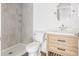 Modern bathroom with a walk-in shower and floating vanity at 3457 22Nd S Ave, St Petersburg, FL 33711