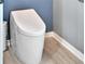 Modern white toilet in a small powder room with gray walls and baseboards at 1926 Rutherford Dr, Dover, FL 33527