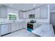 Modern kitchen with gray cabinets and stainless steel appliances at 7249 Berry Rd, Zephyrhills, FL 33540