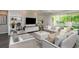 Spacious living room features comfy sofas and large windows offering natural light at 11209 Manor House Ln, Odessa, FL 33556