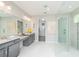 Spa-like Primary bathroom with double vanity and large walk-in shower at 11209 Manor House Ln, Odessa, FL 33556